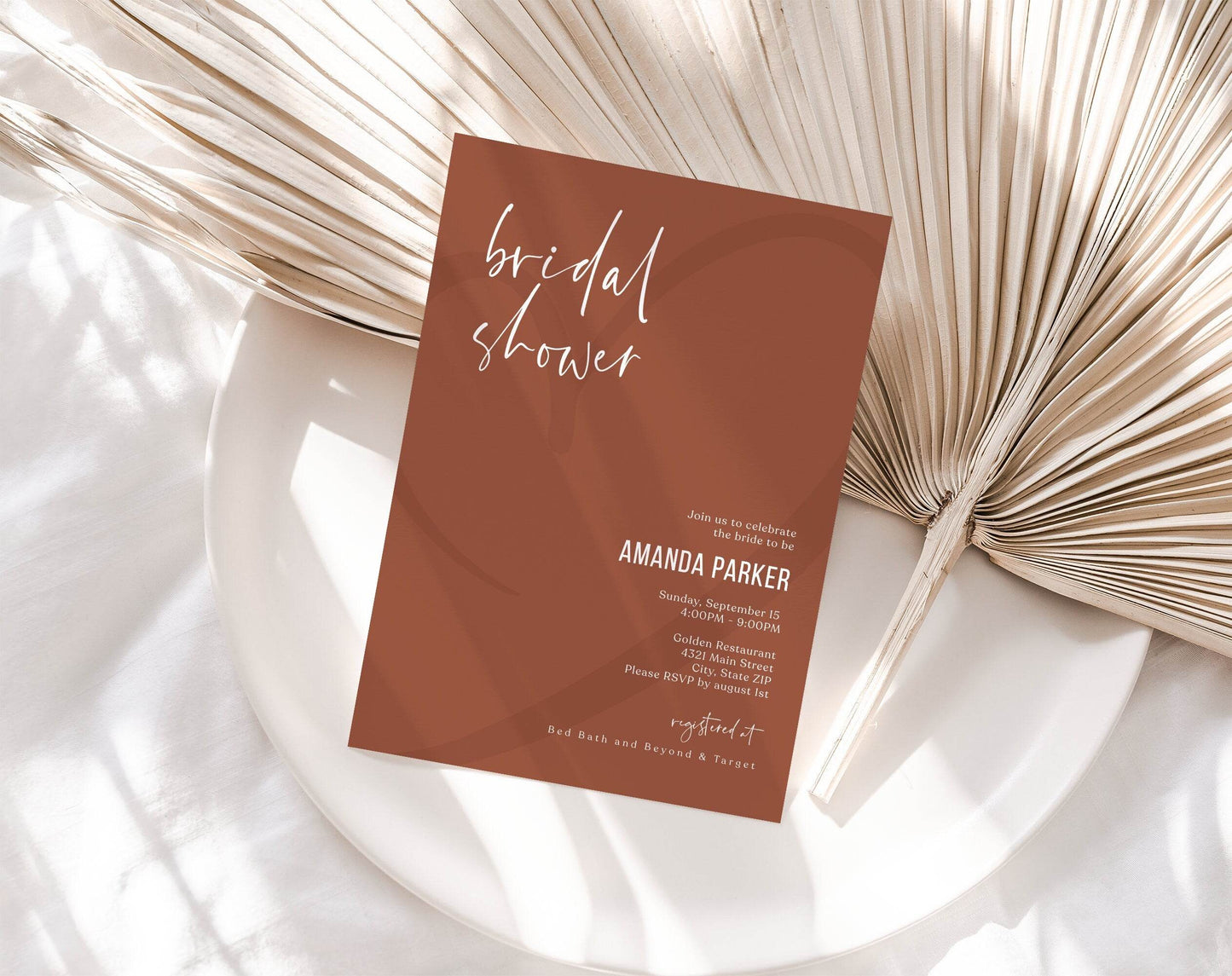 Desert Boho Bridal Shower Invitation Template – Editable Terracotta Wedding Shower Invite | Printable Boho Bridal Card | Instant Digital Download