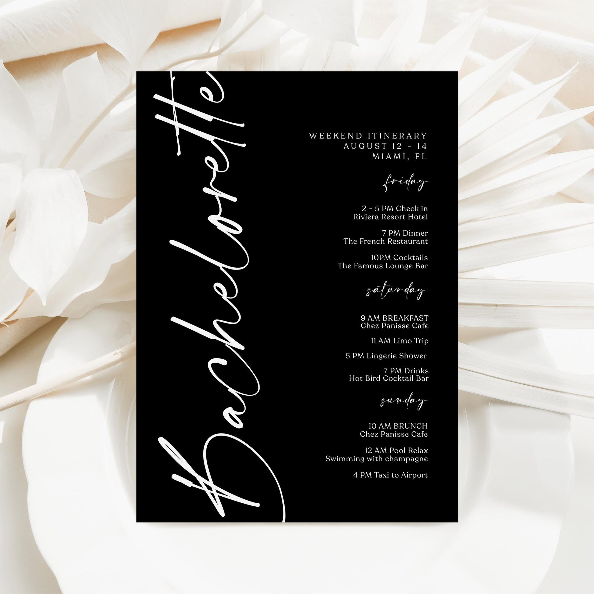 Bachelorette Weekend Itinerary Template | Editable & Minimalist | MagicalEventCo