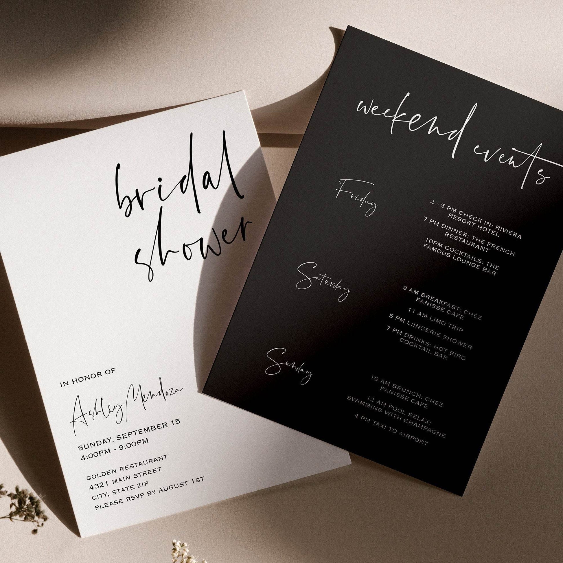 Minimalist Bridal Shower Invitation – Editable Modern Bridal Shower Invite | Simple Printable Template | Instant Digital Download