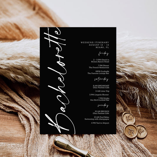 Bachelorette Weekend Itinerary Template | Editable & Minimalist | MagicalEventCo