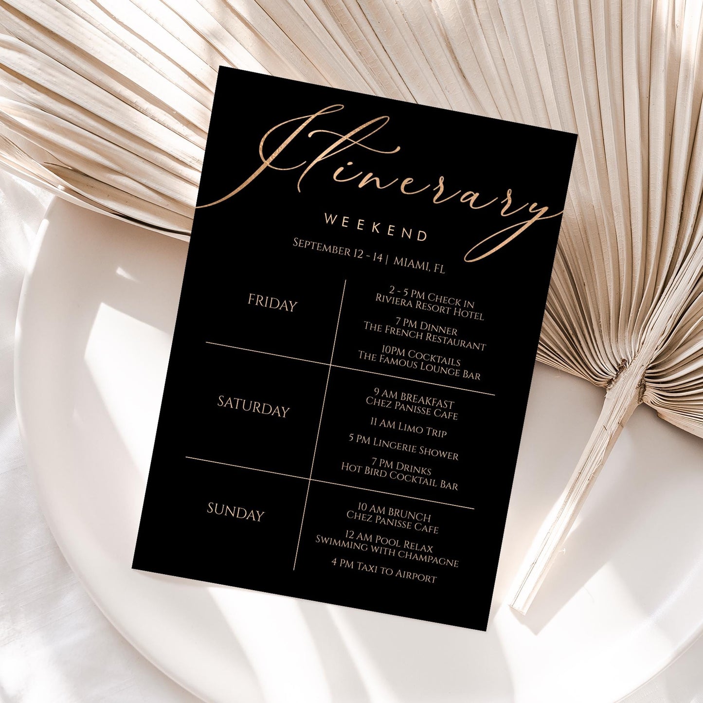 Printable Itinerary Template | Editable Weekend Itinerary for Events - MagicalEventCo