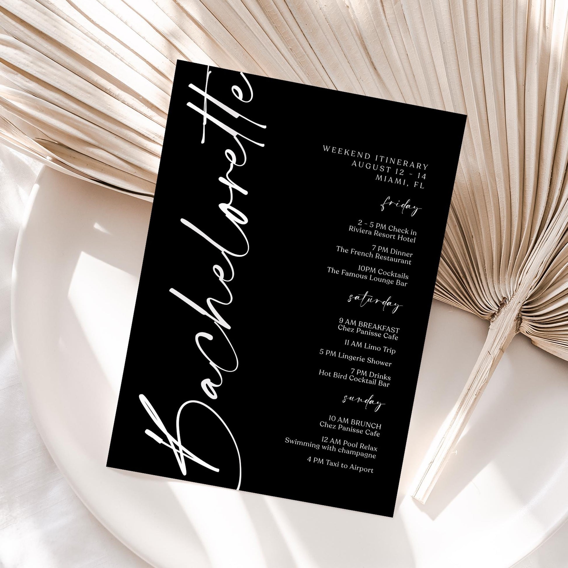 Bachelorette Weekend Itinerary Template | Editable & Minimalist | MagicalEventCo