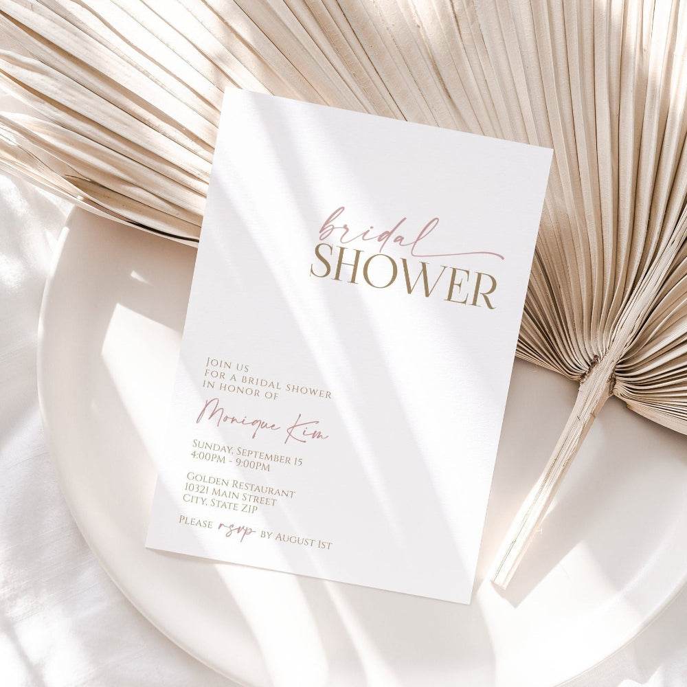 Minimal Bridal Shower Invitation Template – Editable Neutral Boho Bridal Brunch Invite | Modern Printable Shower Invitation | Instant Download