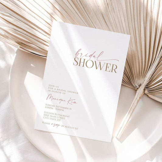 Minimal Bridal Shower Invitation Template – Editable Neutral Boho Bridal Brunch Invite | Modern Printable Shower Invitation | Instant Download