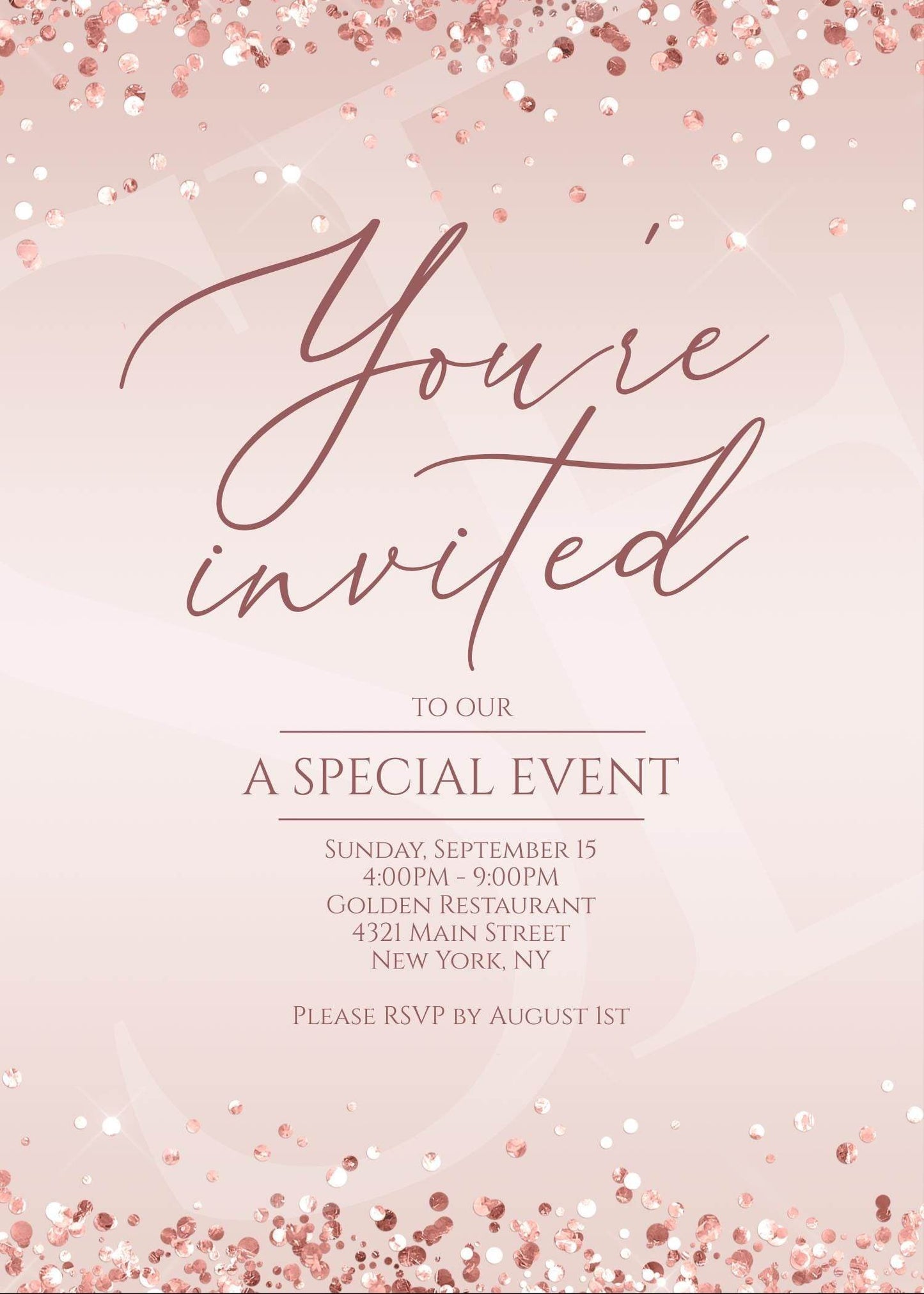 Printable You're invited Invitation Template, Editable Special Event Invite, Rose Gold Business Invite, Modern Event Invitation, Email Evite