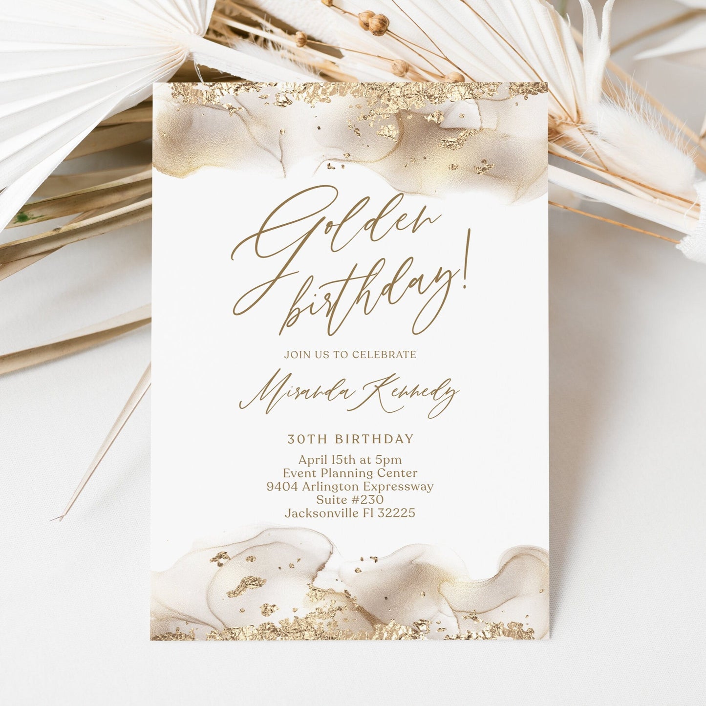 Golden Birthday Invitation Template | Editable | Instant Download - Celebrate in Style