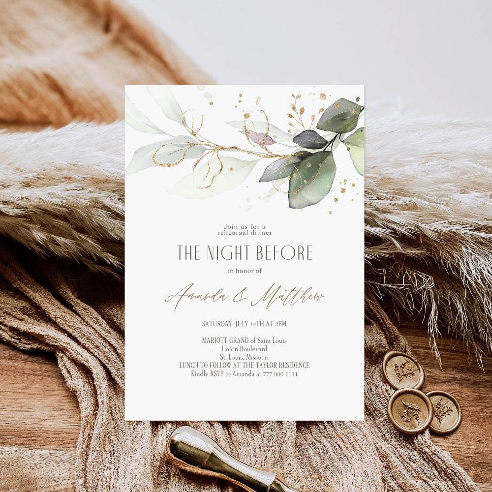 The Night Before Rehearsal Dinner Invitation | Greenery Wedding Rehearsal Template | Editable Digital Invite | Text Message or Email Evite