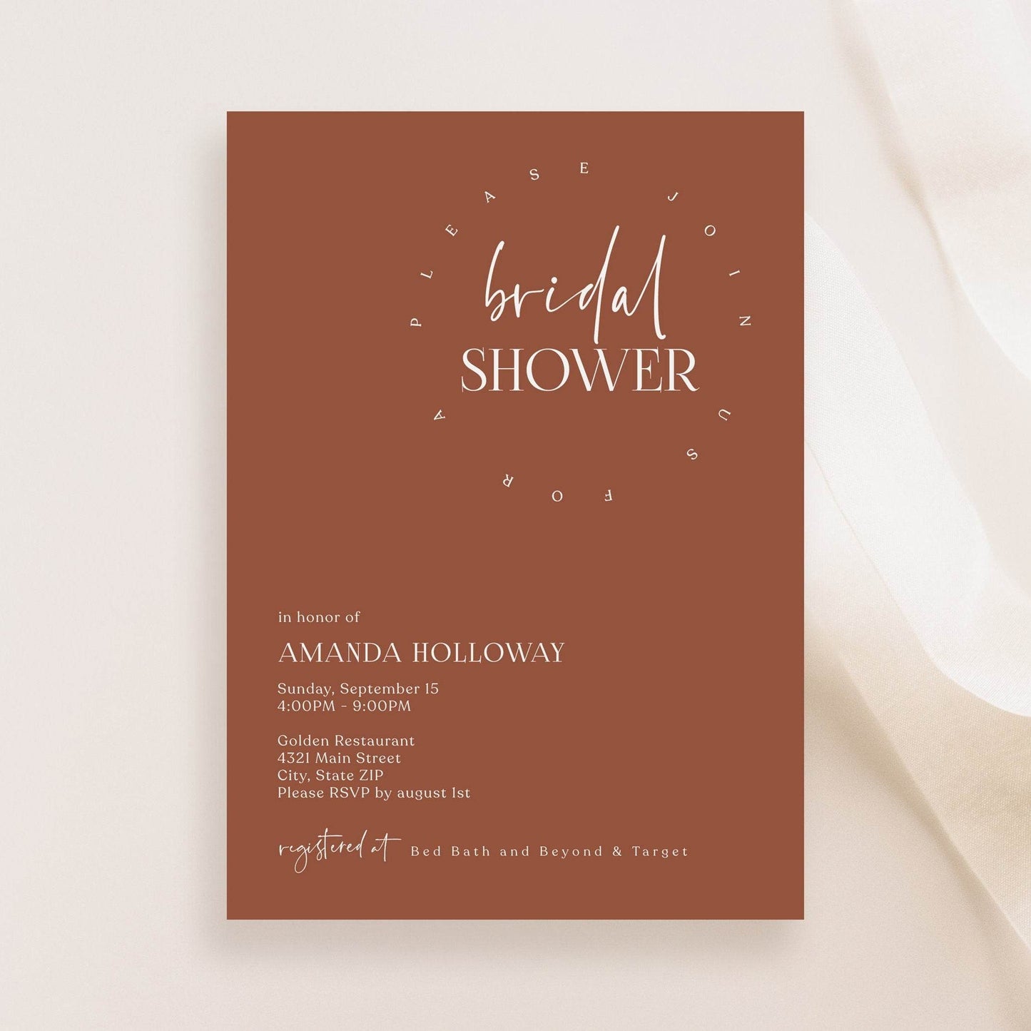 Desert Boho Bridal Shower Invitation Template – Editable Terracotta Bridal Shower Card | Boho Email or Text Message Invite | Instant Download