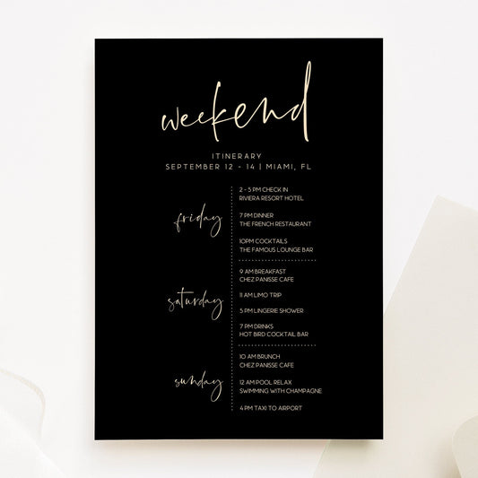 Printable Itinerary Template | Bachelorette & Birthday Events | Instant Download