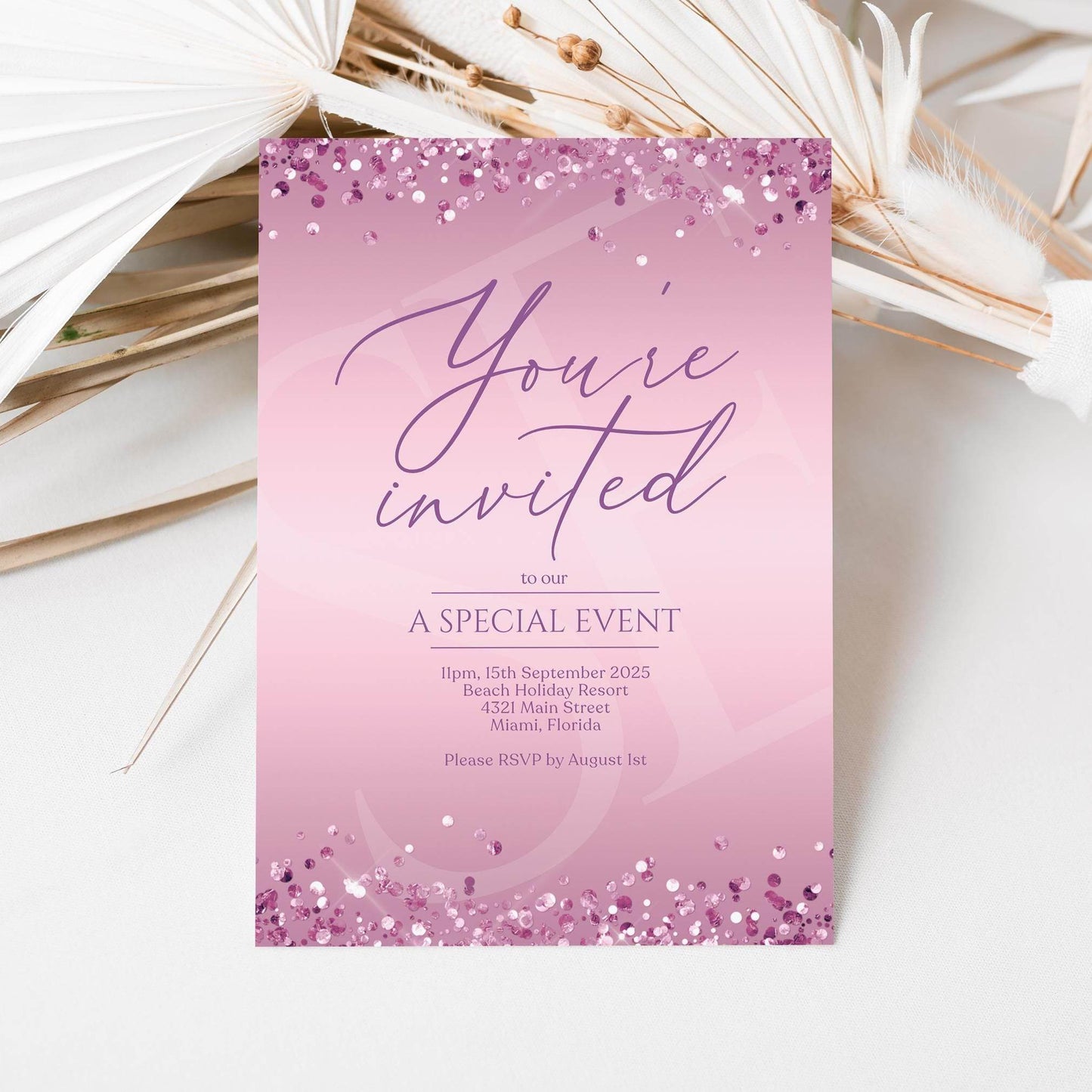 Editable Purple You're invited Invitation Template, Printable Special Event Invite, Purple Business Invite, Modern Email Text Message Evite