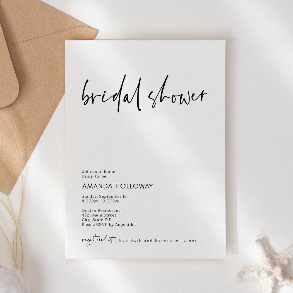 Modern Bridal Shower Invitation Template, Simple Printable Bridal Shower Invite, Editable Minimalist Bridal Shower Evite, Instant Download