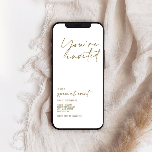 Simple White Business Evite Phone Invitation Template, Minimalist Text Message Invite, Electronic Event Invitation, Digital DIY Special Event Template