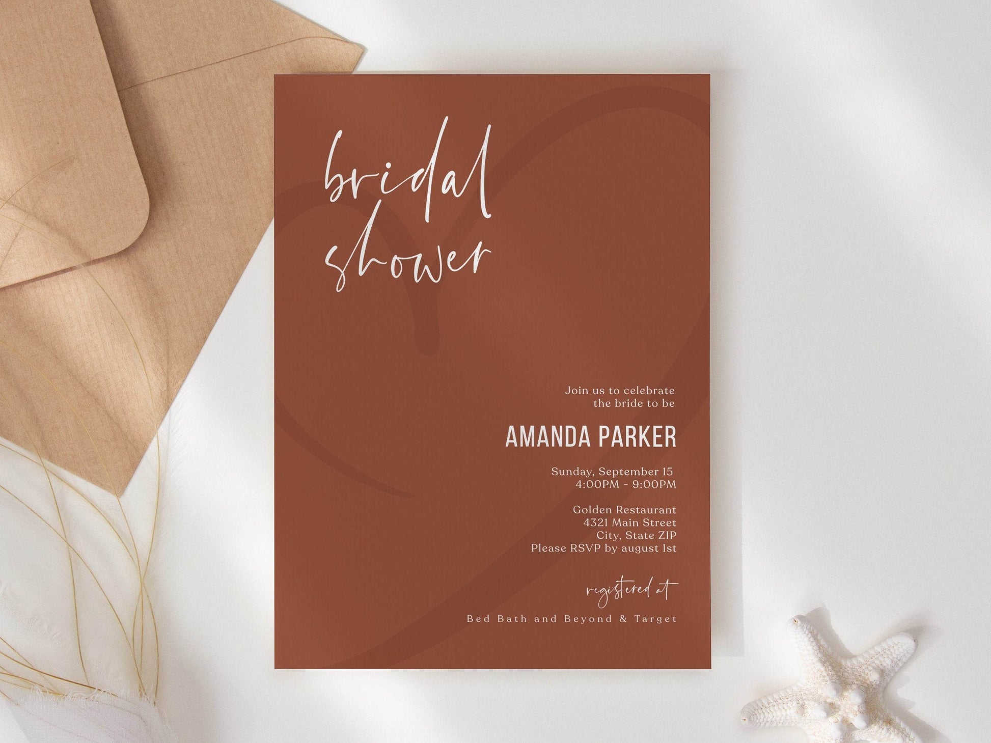 Desert Boho Bridal Shower Invitation Template – Editable Terracotta Wedding Shower Invite | Printable Boho Bridal Card | Instant Digital Download
