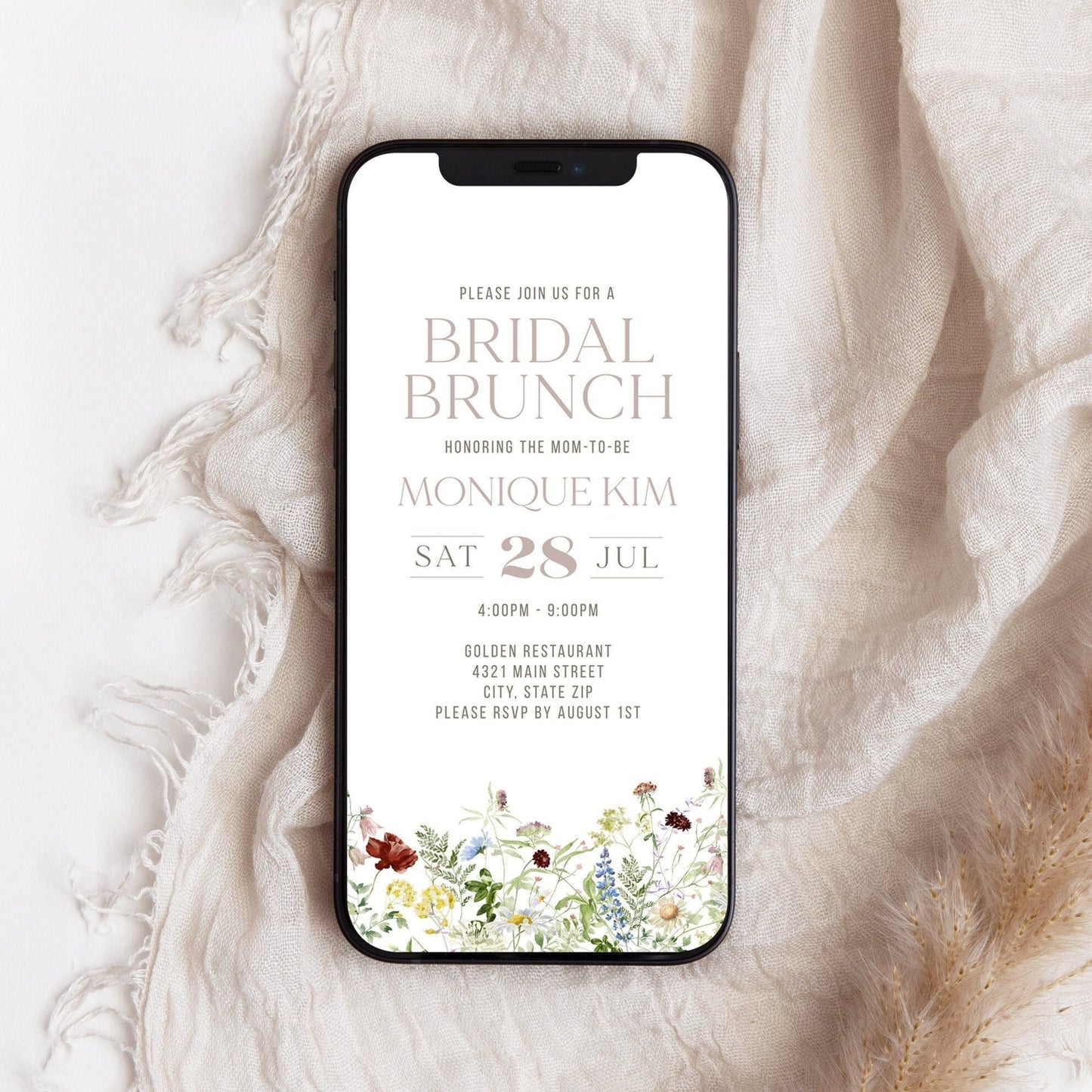 Digital Wildflower Bridal Brunch Invitation | Floral Design | Instant Download