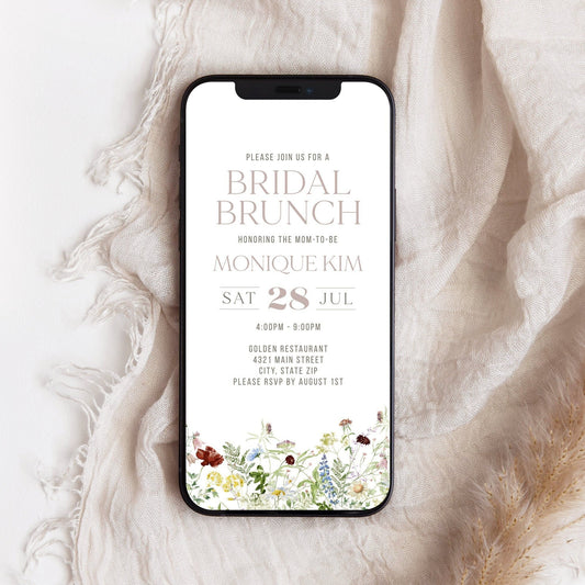 Digital Wildflower Bridal Brunch Invitation | Floral Design | Instant Download