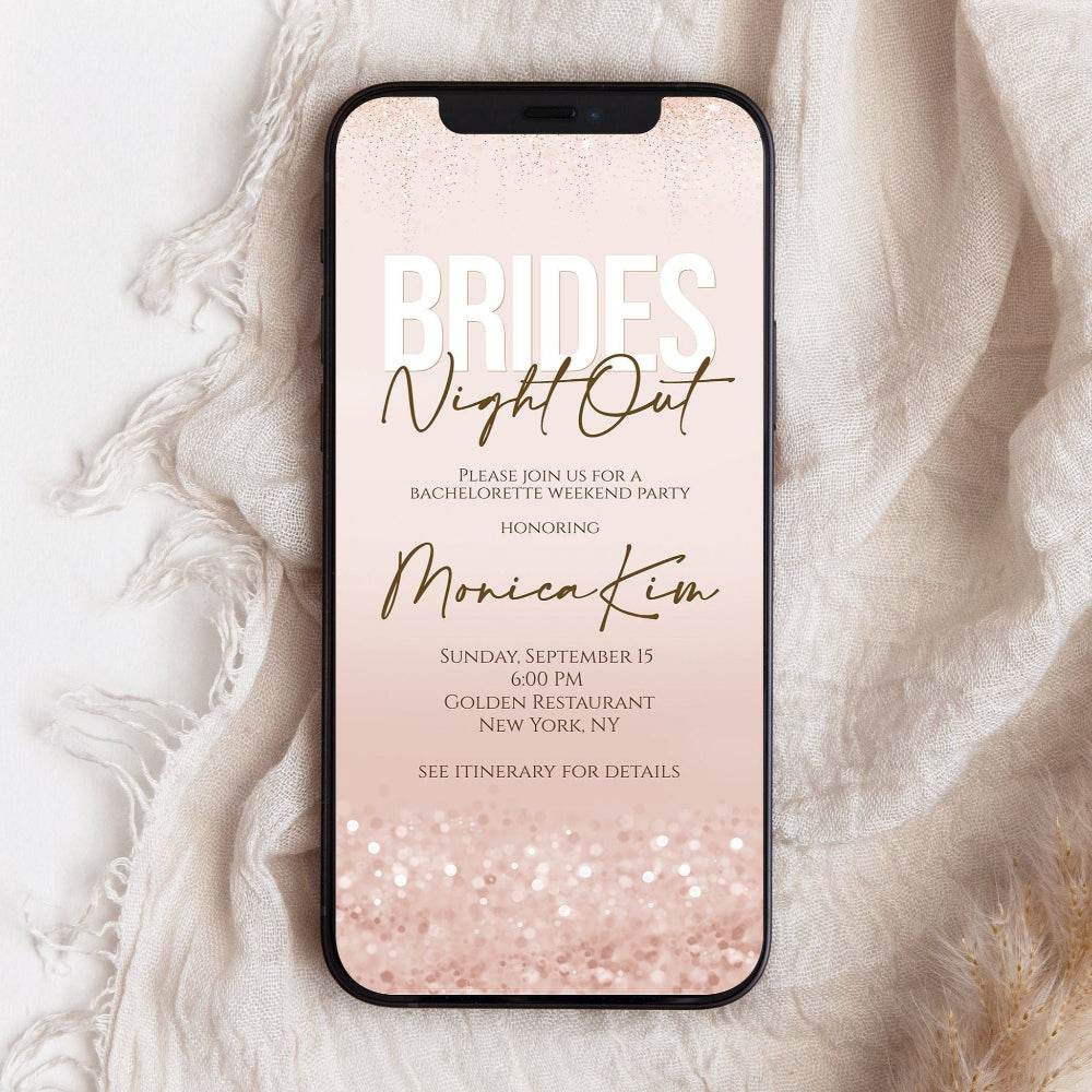 Digital Brides Night Out Party Invitation Template – Editable Electronic Bachelorette Party Evite | Girls Night Out Hens Party Invite | Instant Download