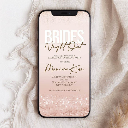 Digital Brides Night Out Party Invitation Template – Editable Electronic Bachelorette Party Evite | Girls Night Out Hens Party Invite | Instant Download