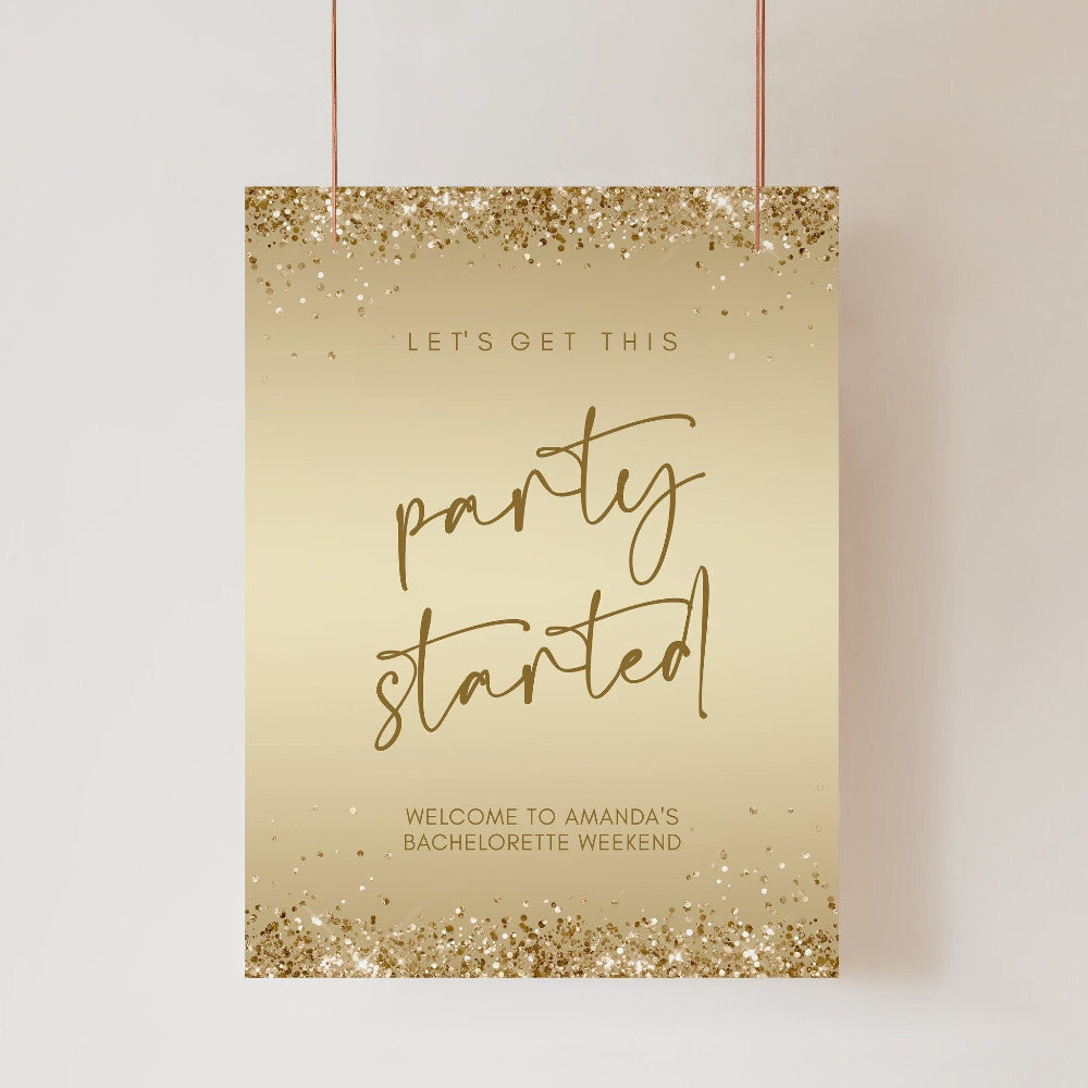 Bachelorette Welcome Sign Template, Bach Party Welcome Poster, Bachelorette Weekend Sign, Gold Luxury Welcome Sign, Custom Editable Template