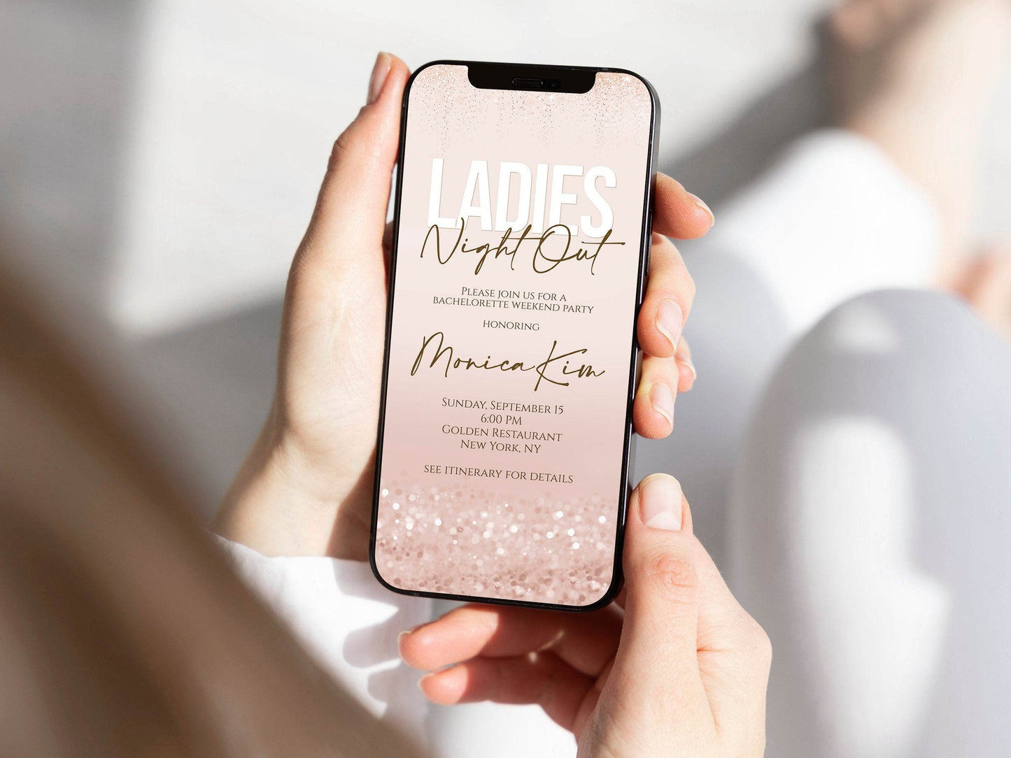 Digital Ladies Night Out Invitation Template, Editable Girls Party Evite, Electronic Bachelorette or Hens Night Invite, Instant Download