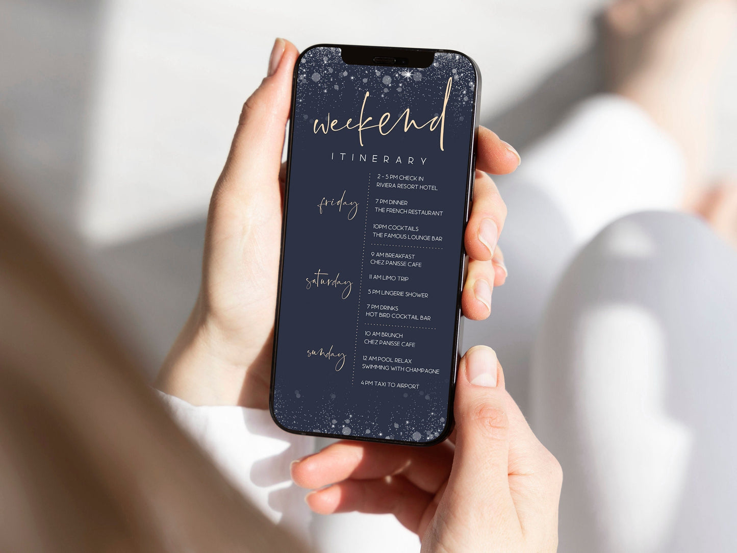 Top Electronic Weekend Itinerary Template - Navy Gold Design | Instant Download