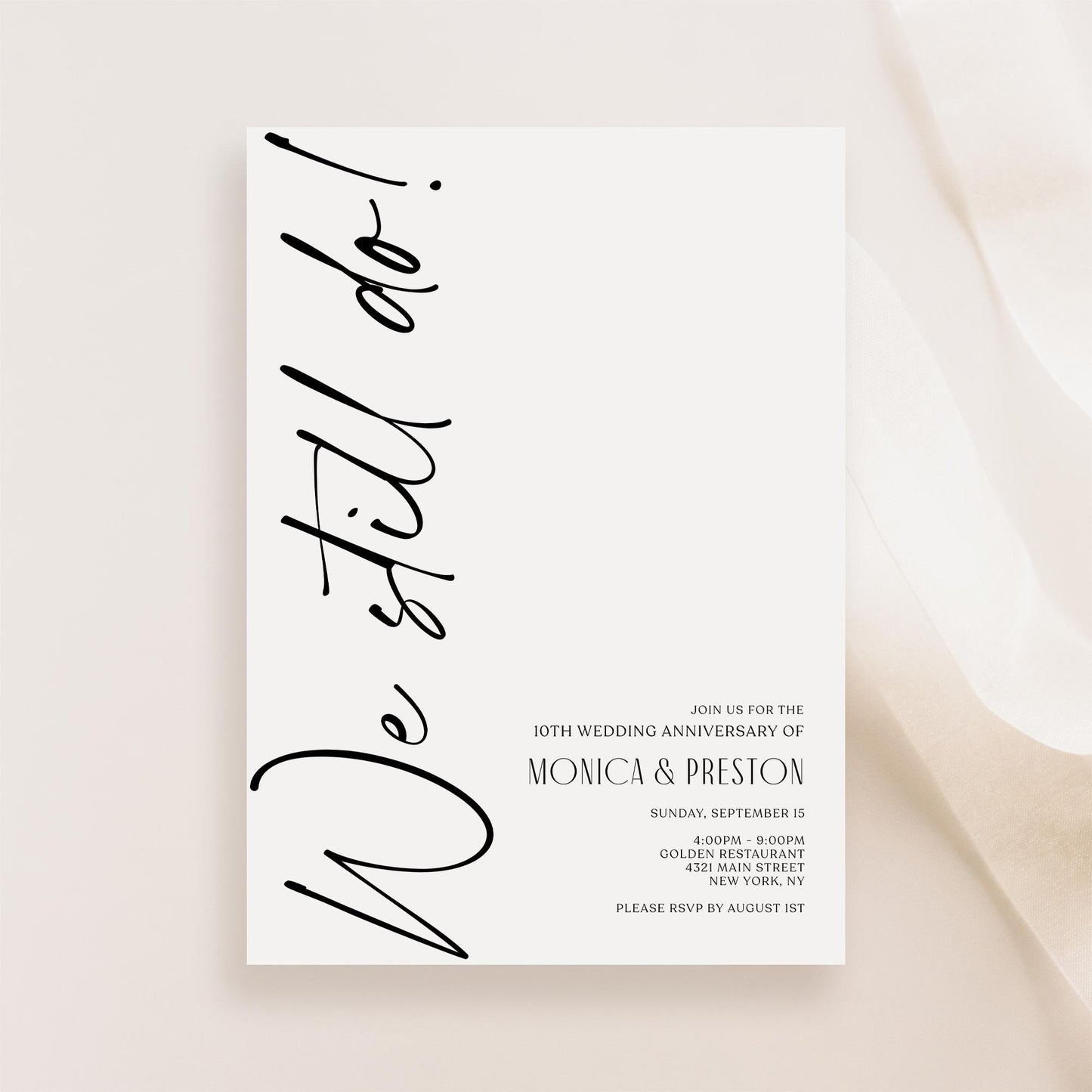 Anniversary Wedding Invitation Template - Editable & Minimalist