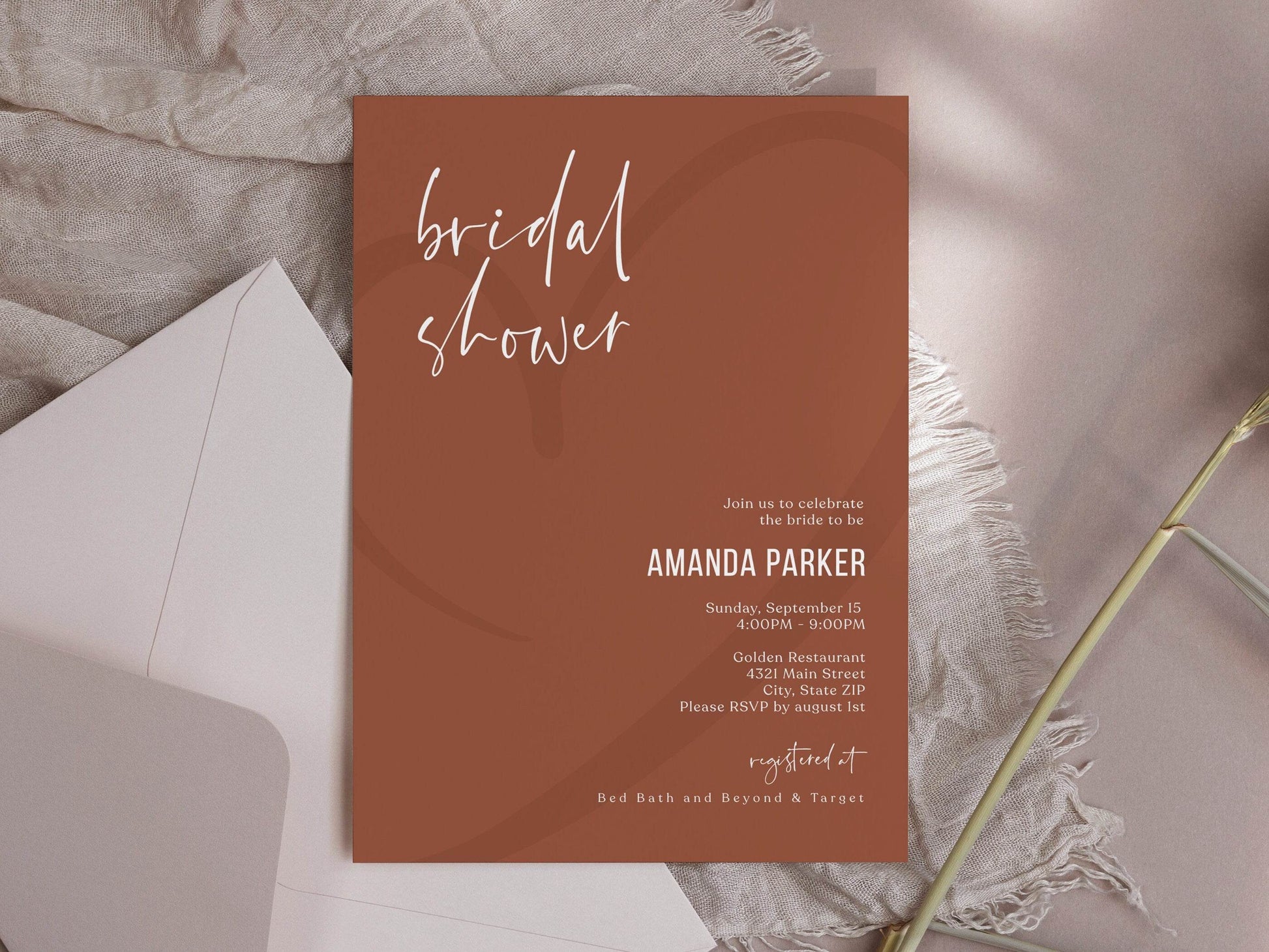 Desert Boho Bridal Shower Invitation Template – Editable Terracotta Wedding Shower Invite | Printable Boho Bridal Card | Instant Digital Download