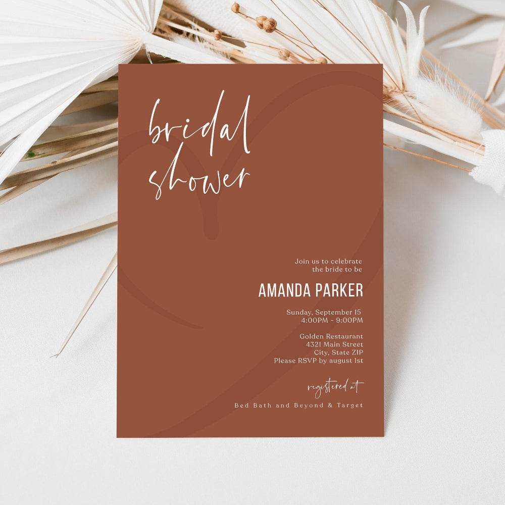 Desert Boho Bridal Shower Invitation Template – Editable Terracotta Wedding Shower Invite | Printable Boho Bridal Card | Instant Digital Download
