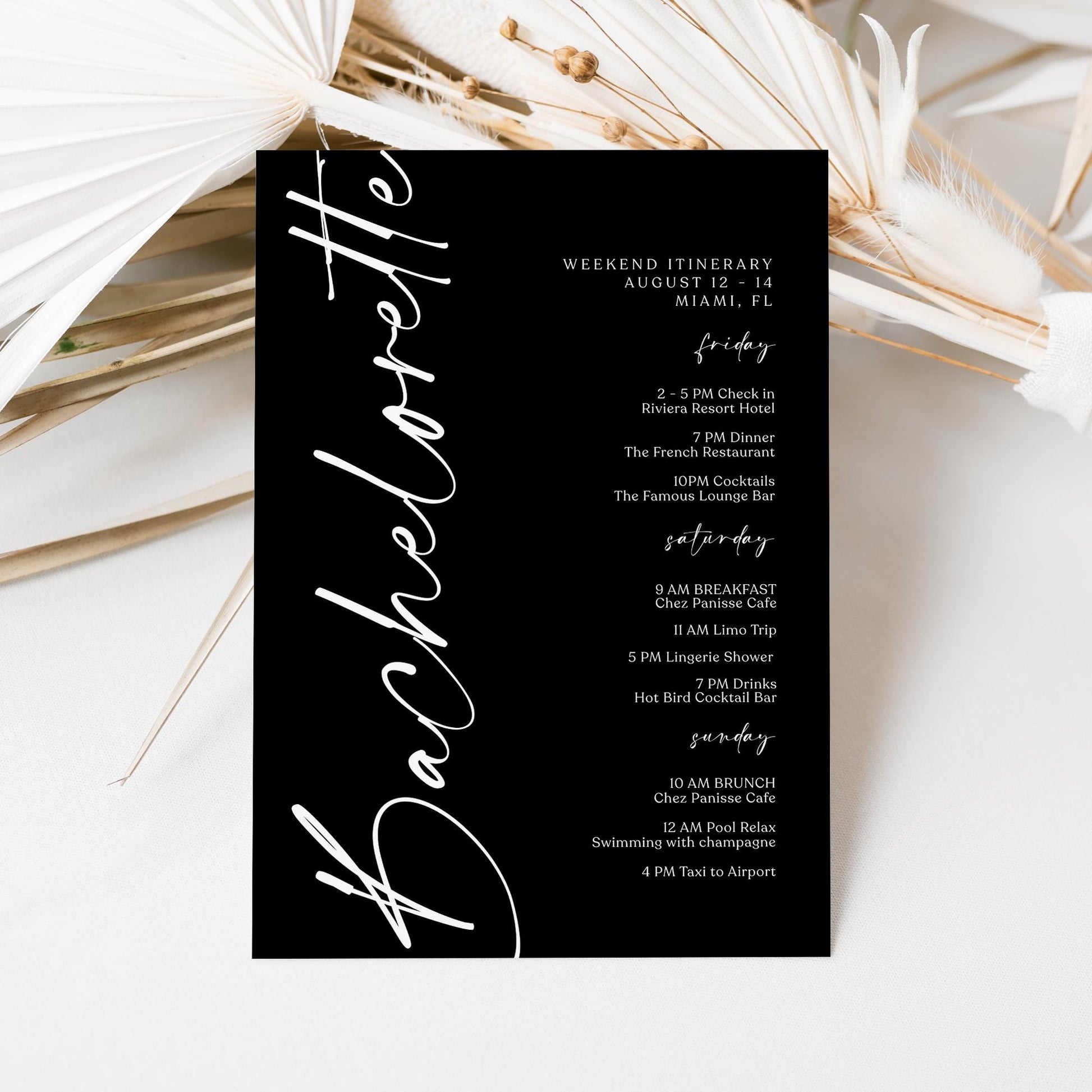 Bachelorette Weekend Itinerary Template | Editable & Minimalist | MagicalEventCo