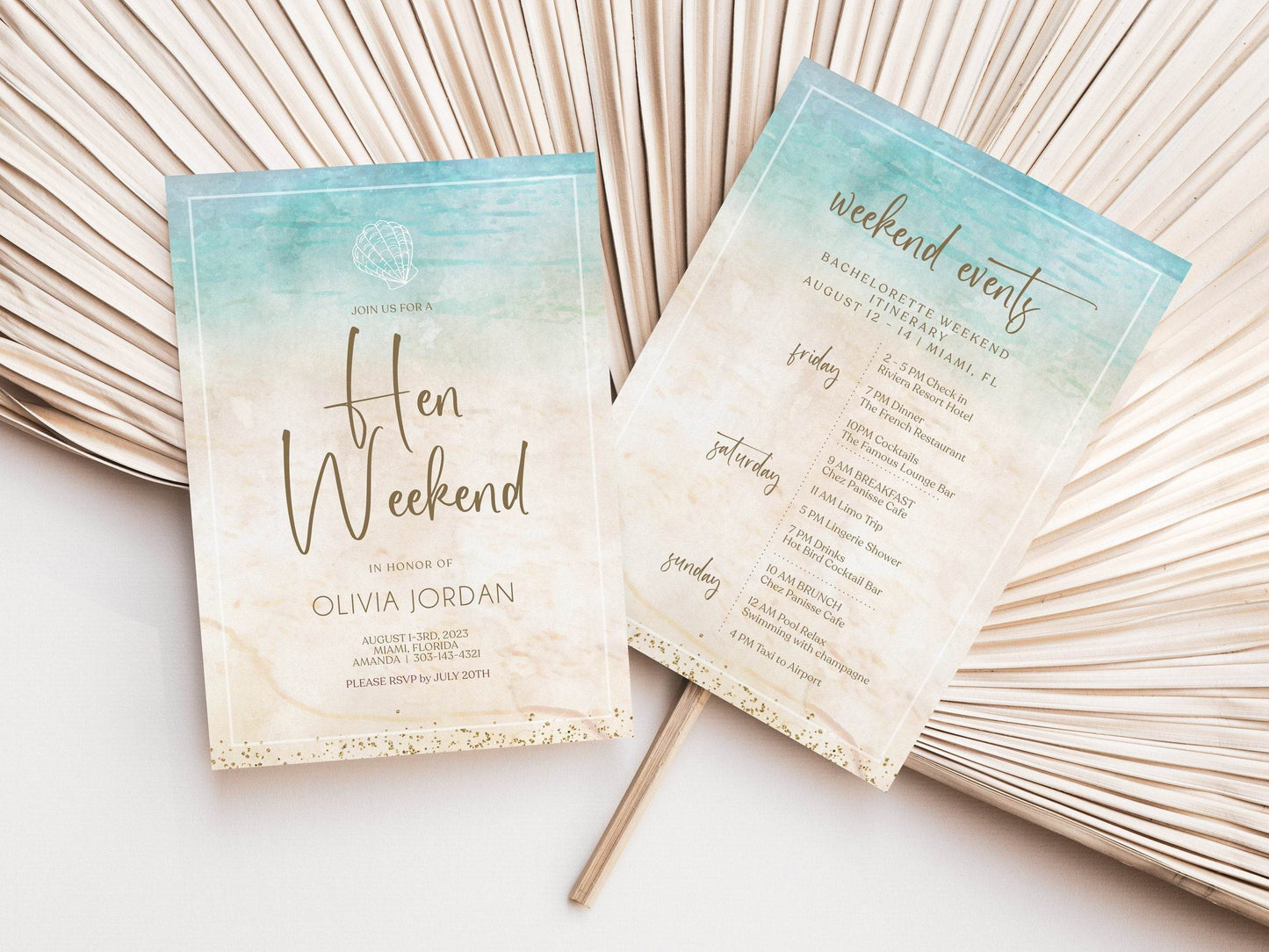 Beach Hen Weekend Itinerary Template, Printable Beach Bachelorette Invitation, Editable Hen Party Weekend Schedule, Modern Coastal Invite, Instant Download