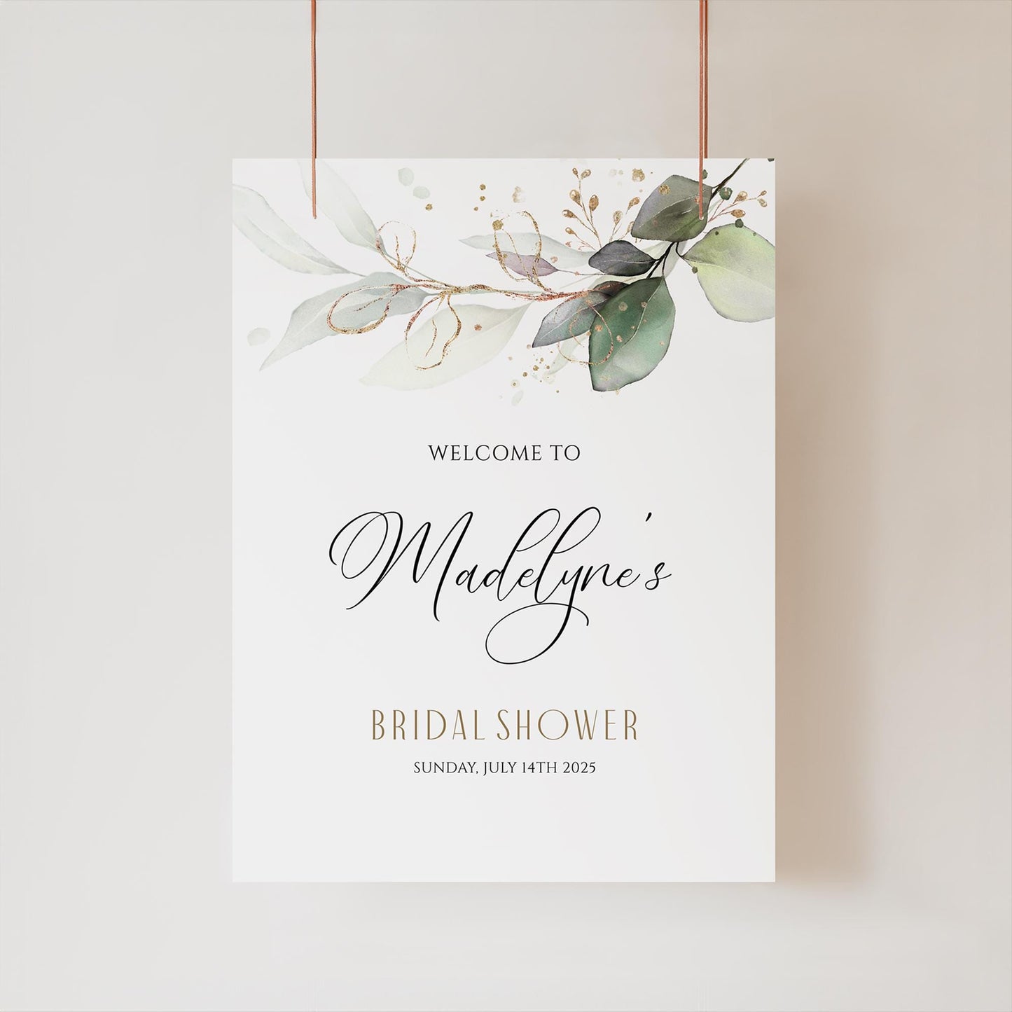 Editable Bridal Shower Welcome Sign Template, Greenery Eucalyptus Bridal Shower Welcome Poster, Greenery bride to be welcome Board, Digital