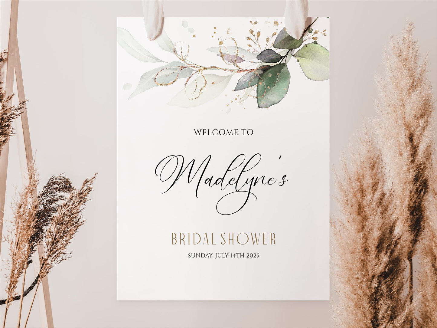 Editable Bridal Shower Welcome Sign Template, Greenery Eucalyptus Bridal Shower Welcome Poster, Greenery bride to be welcome Board, Digital