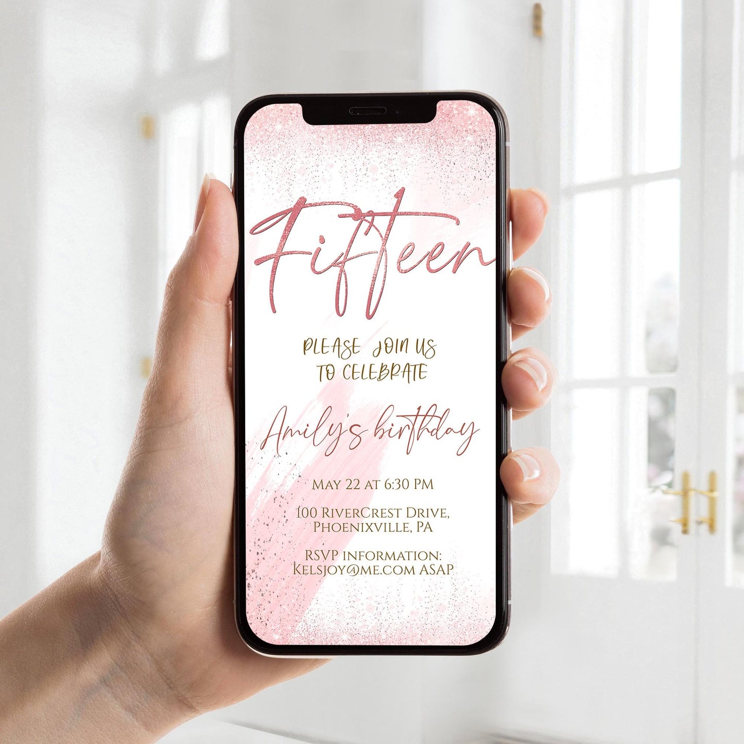 15th Birthday Digital Invitation | Editable Text Invite | Instant Download