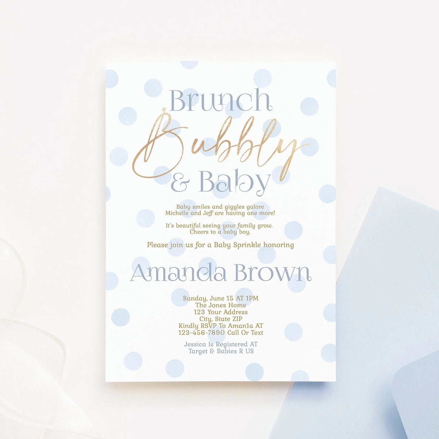 Baby Brunch & Bubbly Boy Invitation, Printable Baby Brunch Invitation, Boy Baby Shower Brunch Invitation, Blue Baby Brunch Invite, Digital
