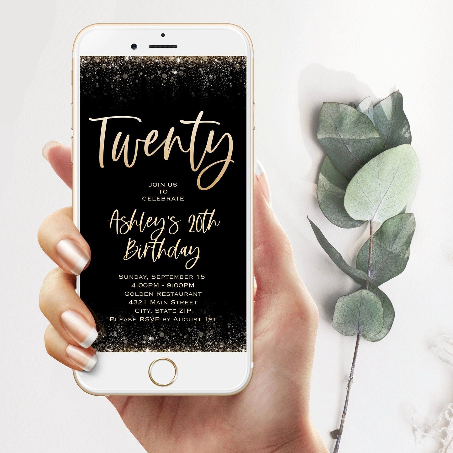 Electronic 20th birthday text invitation template, Twenty editable birthday text invite, digital invitation, phone invitation, digital file