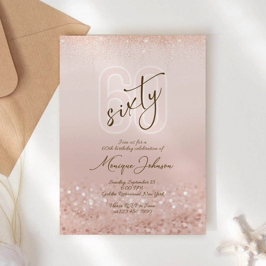 Printable 60th Birthday Invitation – Sixty and Fabulous Card
