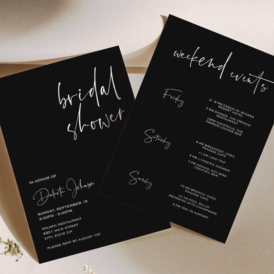 Minimalist Black Bridal Shower Invitation, Editable Bridal Shower Invite, Simple Modern Bridal Shower Invite, Printable Template, Digital