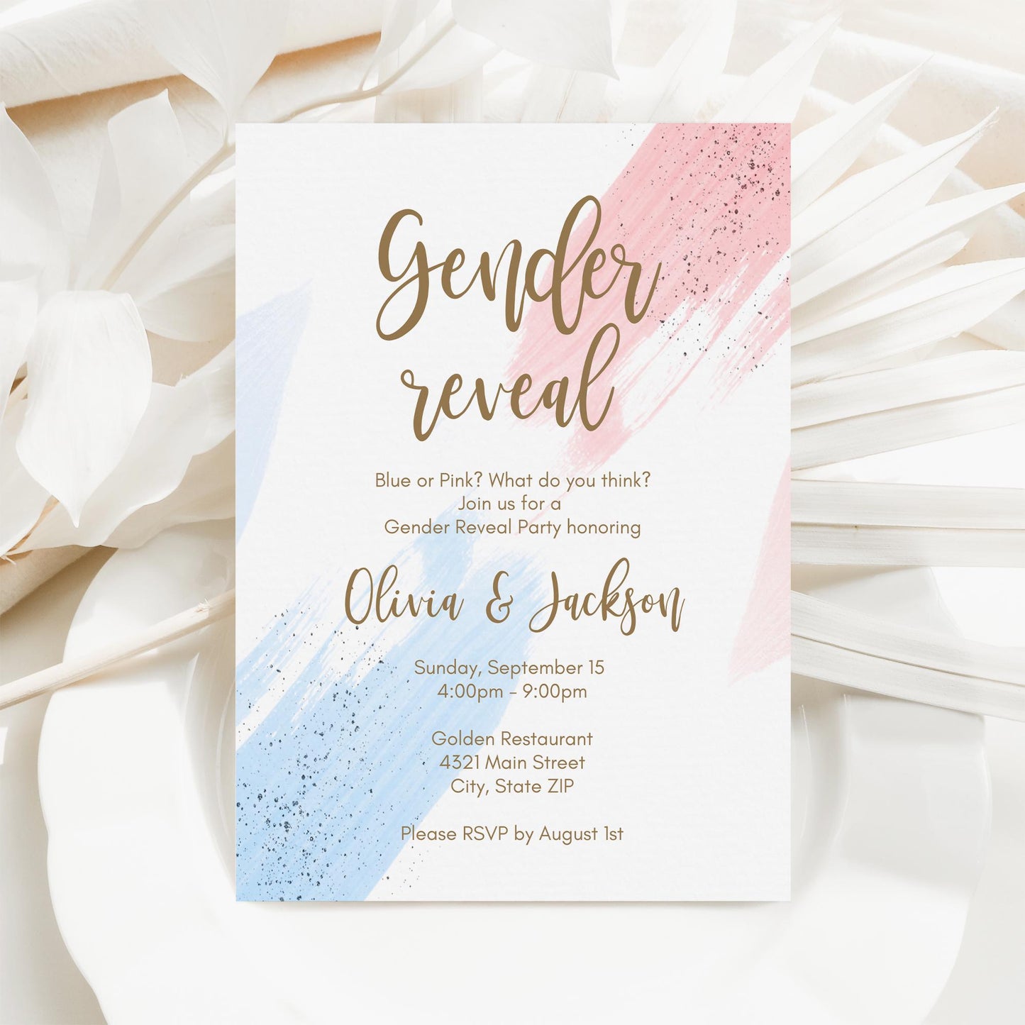 Gender Reveal Invitation Template Printable, Pink or Blue Party Invite, Gender Neutral Baby Shower, Boy or Girl Editable Invitation Template