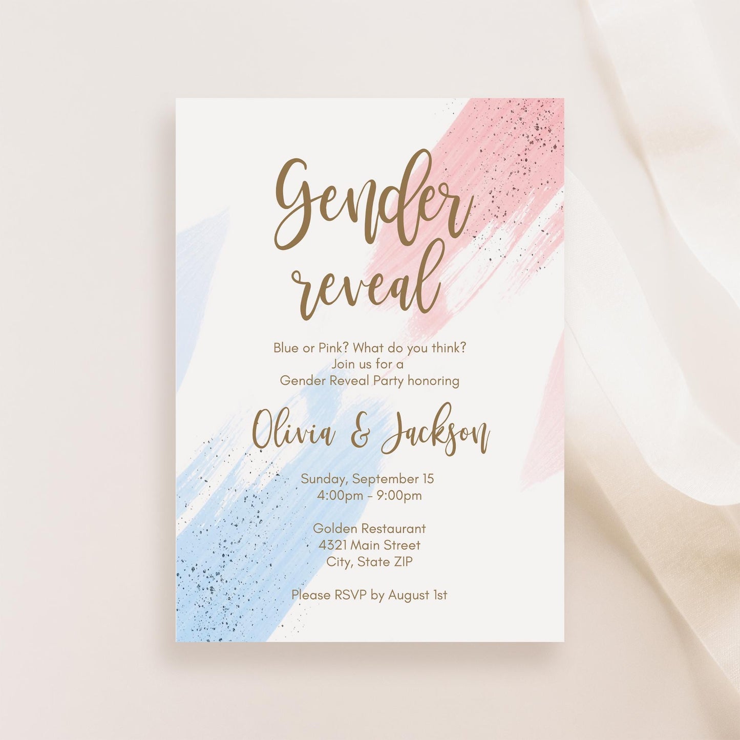 Gender Reveal Invitation Template Printable, Pink or Blue Party Invite, Gender Neutral Baby Shower, Boy or Girl Editable Invitation Template