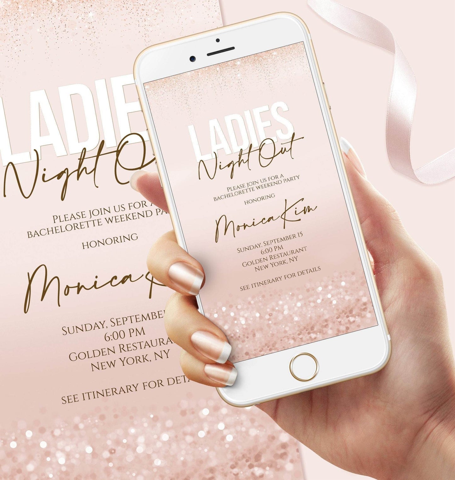 Digital Ladies Night Out Invitation Template, Editable Girls Party Evite, Electronic Bachelorette or Hens Night Invite, Instant Download