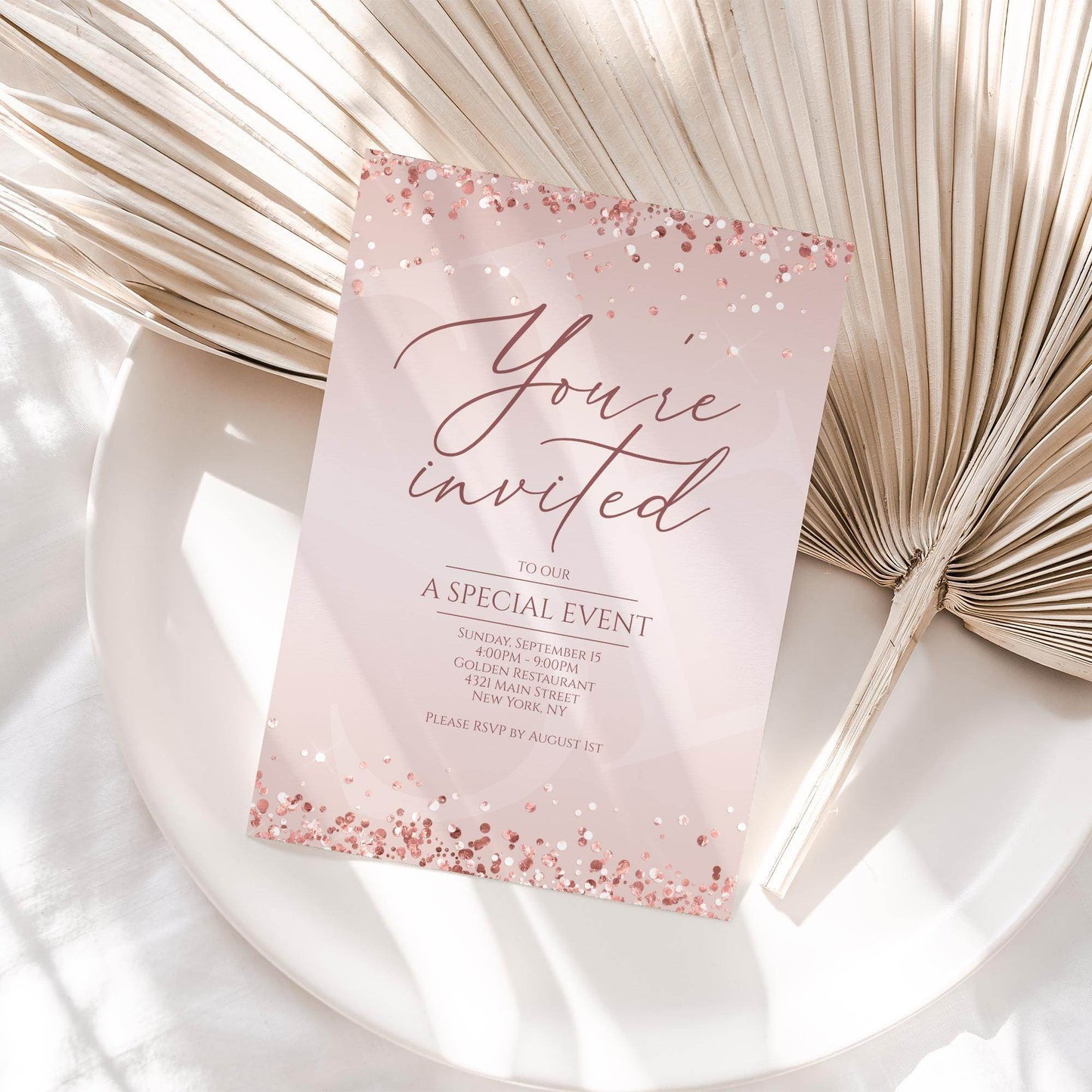 Printable You're invited Invitation Template, Editable Special Event Invite, Rose Gold Business Invite, Modern Event Invitation, Email Evite