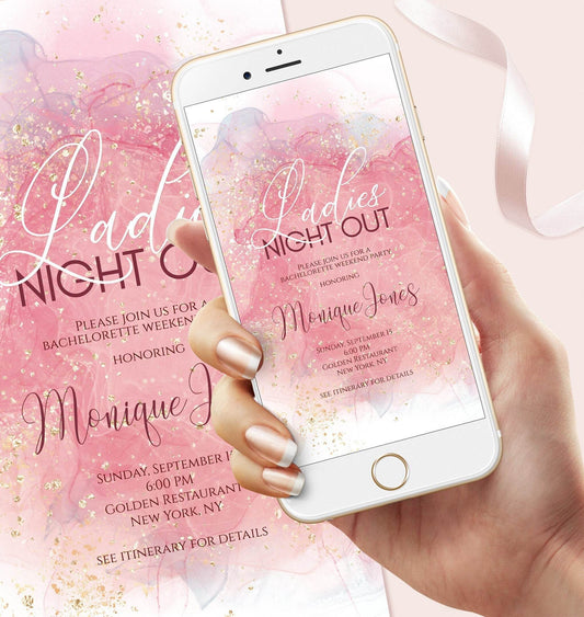Digital Ladies Night Out Party Invitation Template, Electronic Editable Bachelorette Party Invite, Hens Night Invitation, Girls Party Evite
