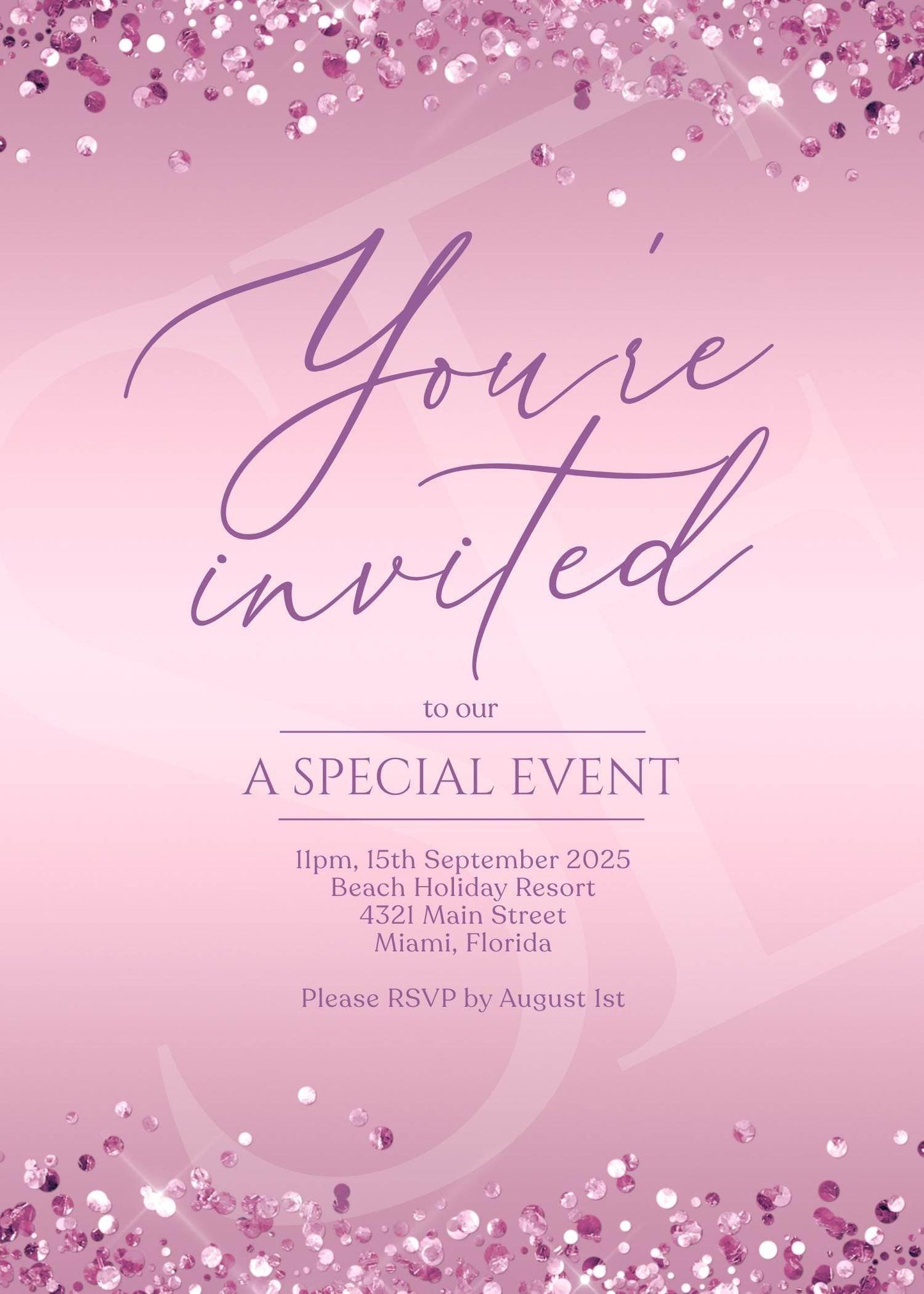 Editable Purple You're invited Invitation Template, Printable Special Event Invite, Purple Business Invite, Modern Email Text Message Evite
