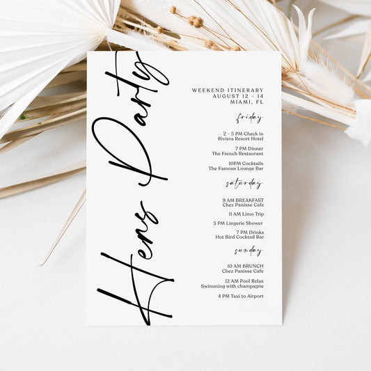 Printable Hens Party Weekend Itinerary Template | Organize the Fun - MagicalEventCo