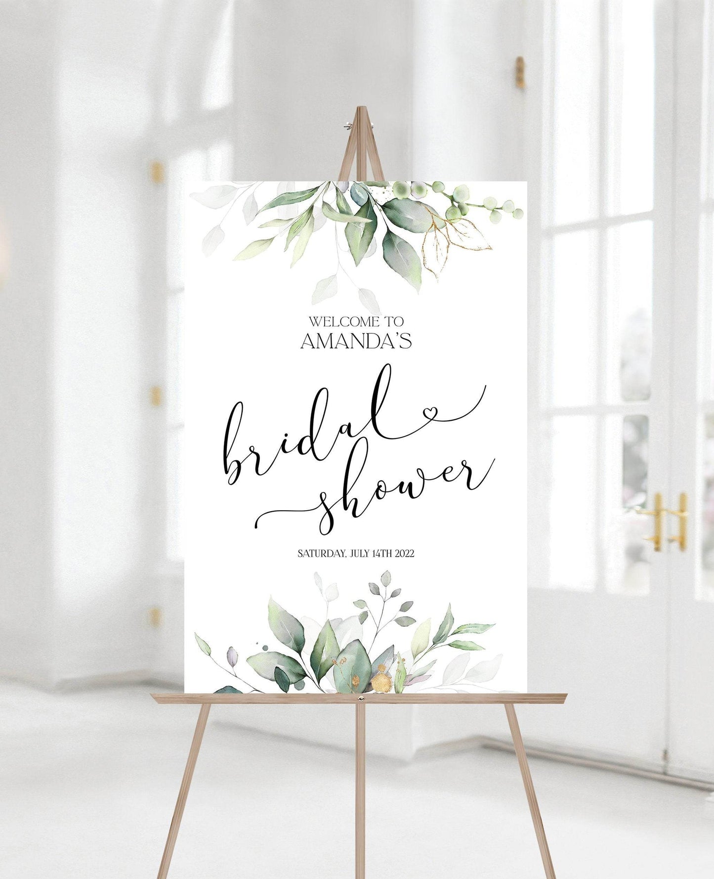 Greenery Bridal Shower Welcome Signs, Custom Welcome Sign Poster, Printable Sign, Editable Welcome Sign, Instant Download, Digital Template
