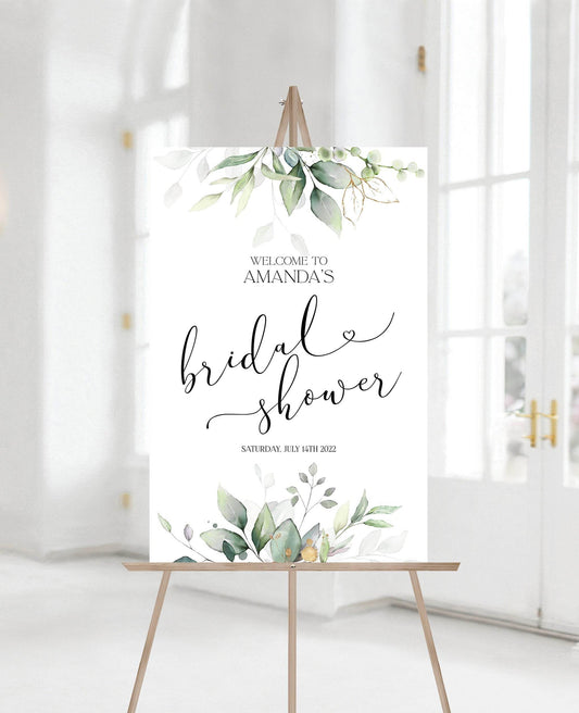 Greenery Bridal Shower Welcome Signs, Custom Welcome Sign Poster, Printable Sign, Editable Welcome Sign, Instant Download, Digital Template
