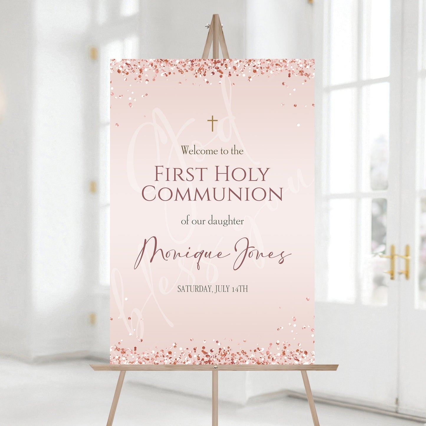 First Holy Communion Welcome Sign for Girls - Instant Download