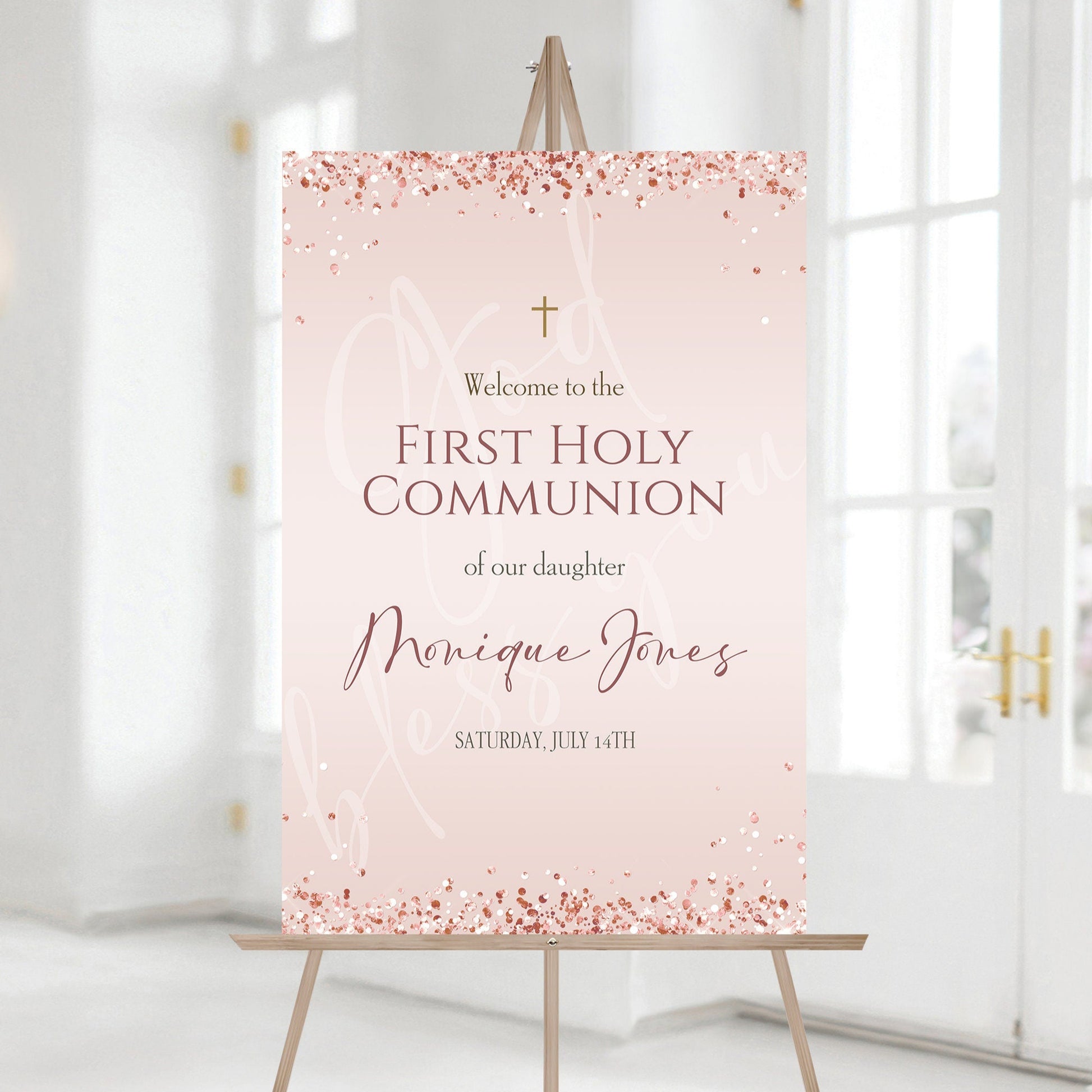 First Holy Communion Welcome Sign for Girls - Instant Download