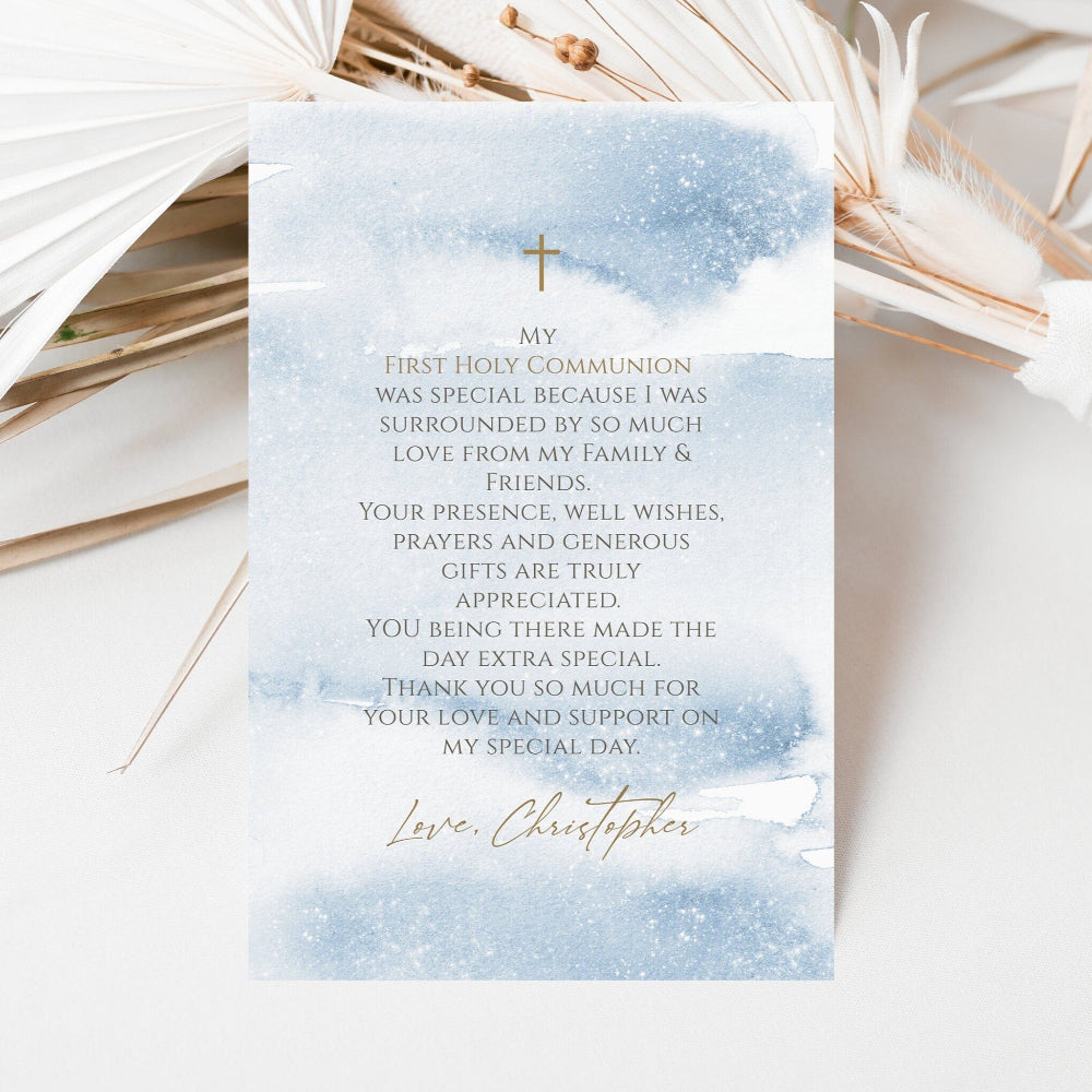 Printable Thank You Card Template – First Holy Communion & Baptism