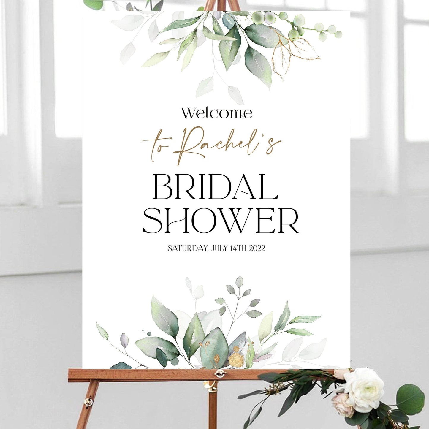 Printable Greenery Bridal Shower Welcome Sign | Instant Download | Editable Template