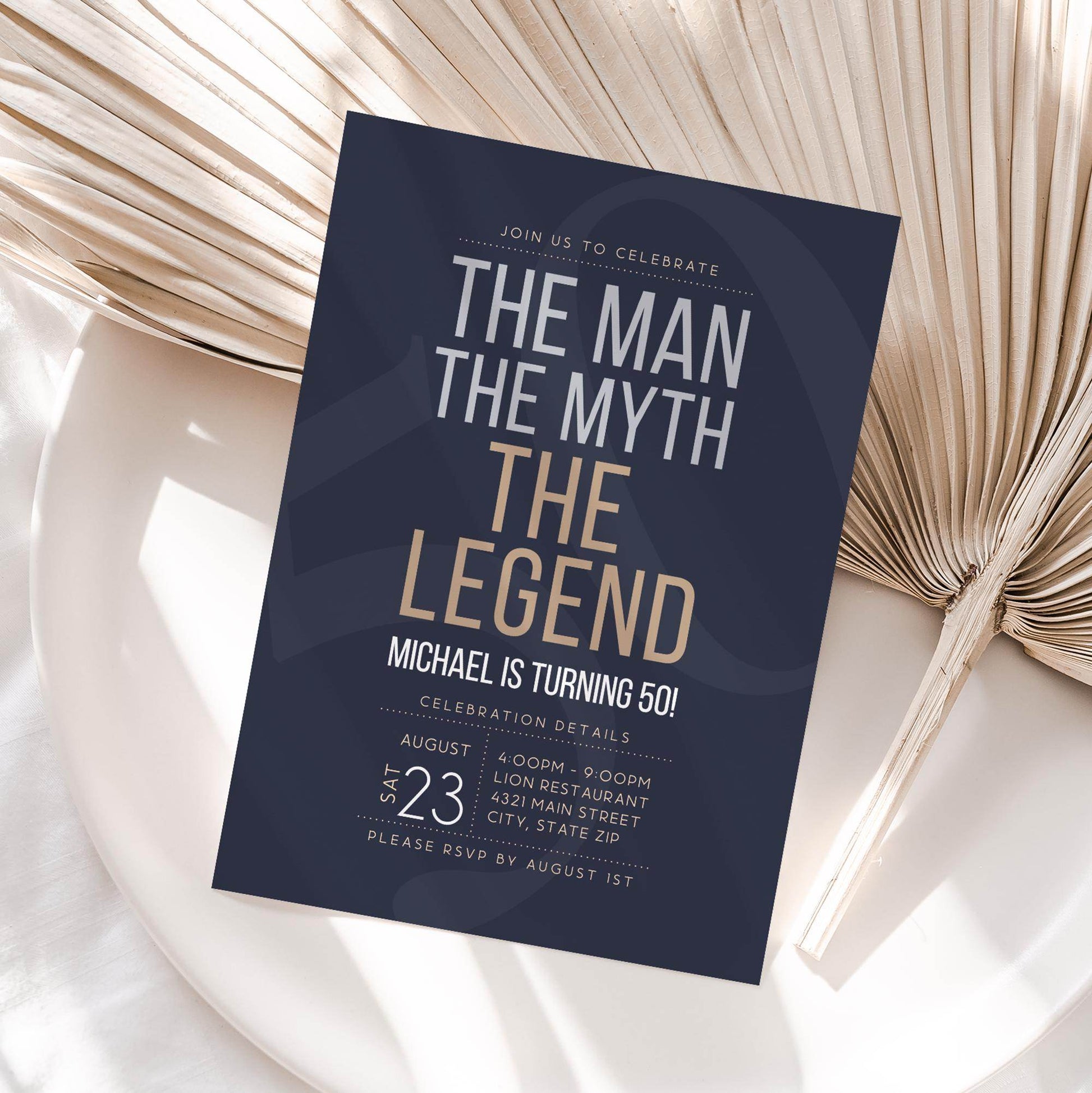 The Man The Myth The Legend Birthday Invitation Template, Editable Mens 30th 40th 50th 60th Party Invite, Digital Download Any Age